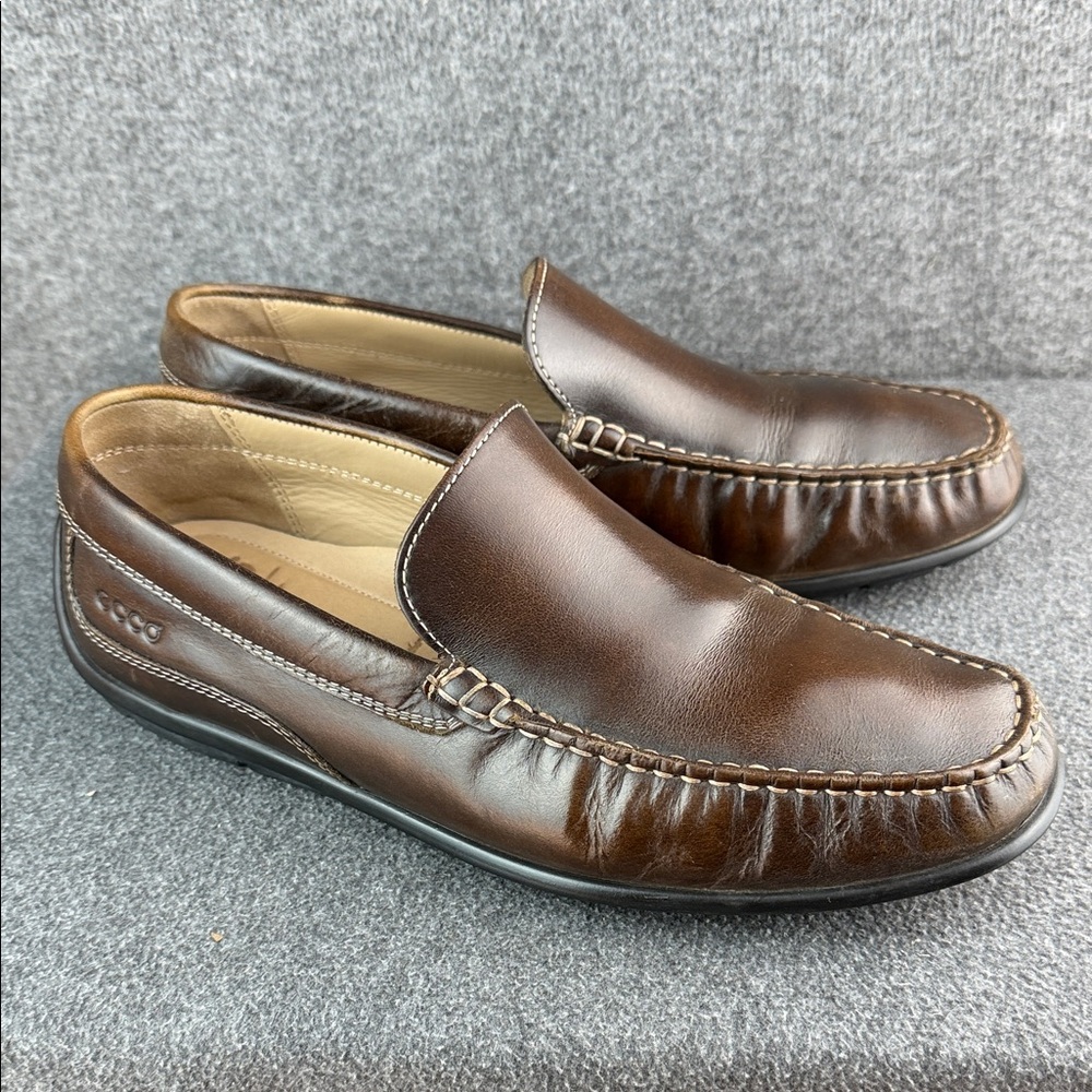 Ecco Classic Moc Loafer‎ Coffee Brown Leather SlipOn Driving Shoe EU 42|US 8-8.5